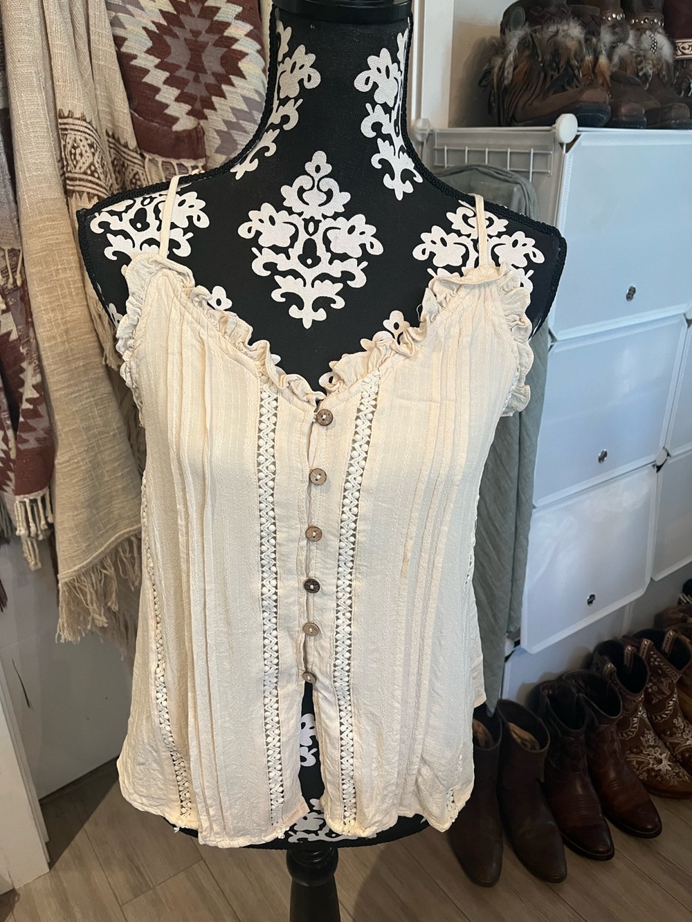 Miss Me boho ruffle tank